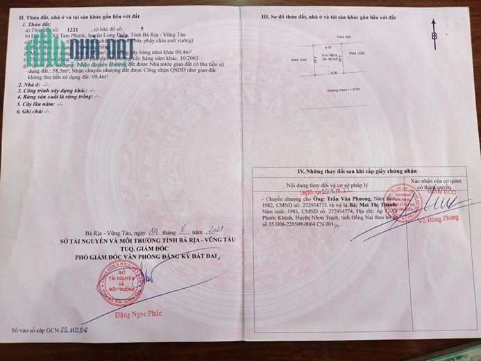 Bán căn nhà xã Tam Phước, H.Long Điền, Tỉnh Bà Rịa – Vũng Tàu