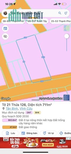 Hàng Đầu Tư MT Đg M ông Tân Bình Vĩnh Cửu 711m2 sổ riêng sẵn 100m2 thổ 4,x Tỷ TL