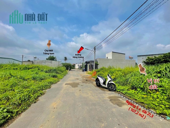 hơn 100m2 sổ riêng thổ cư đưỡng e tải né nhau TT Trảng Bom kp1 1T5xx