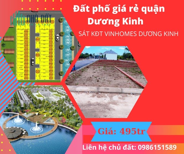 BÁN ĐẤT SỔ ĐỎ GẦN KHU ĐÔ THỊ VINHOMES DƯƠNG KINH. GIÁ CHỈ 495TR