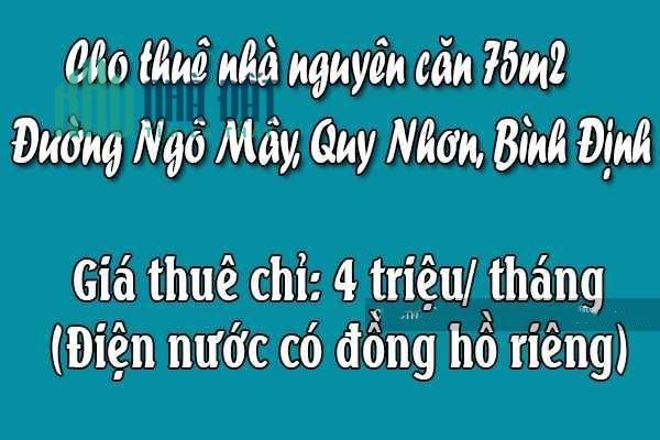 Cho thuê nhà nguyên căn 75m2 Đường Ngô Mây, Quy Nhơn, Bình Định