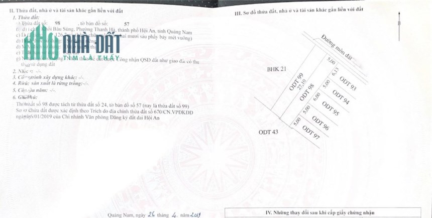 ĐẤT ĐẸP - GIÁ TỐT - Chính Chủ Bán Gấp Lô Đất Tại phường Thanh Hà Thành phố Hội An tỉnh Quảng Nam