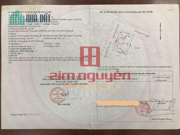 Bán lô đất 2MT 153/24 Nguyễn Văn Hưởng, Thảo Điền, Quận 2