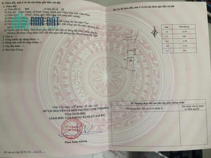 Bán ô đất giữa Vĩnh yên tại xóm chám - định trung- vĩnh yên chỉ với 590 tr
