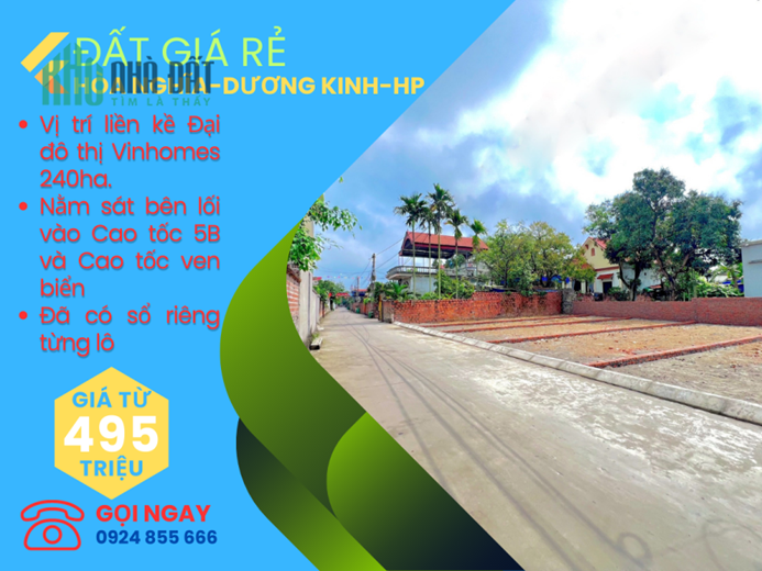 Bán đất rẻ nhất quận Dương Kinh, Hải Phòng giá chỉ từ 495tr/ lô.