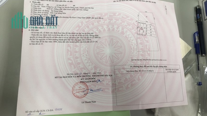 Chỉ với hơn 1 tỷ Anh chị đã có ngay mảnh đất 50,6m2 + thêm 10m2 đất ko có trong sổ Tại Đông Anh HN