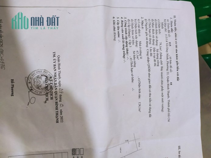 Chính chủ cần bán nhà tại 113/14 Võ Duy Ninh phường 22 quận Bình Thạnh