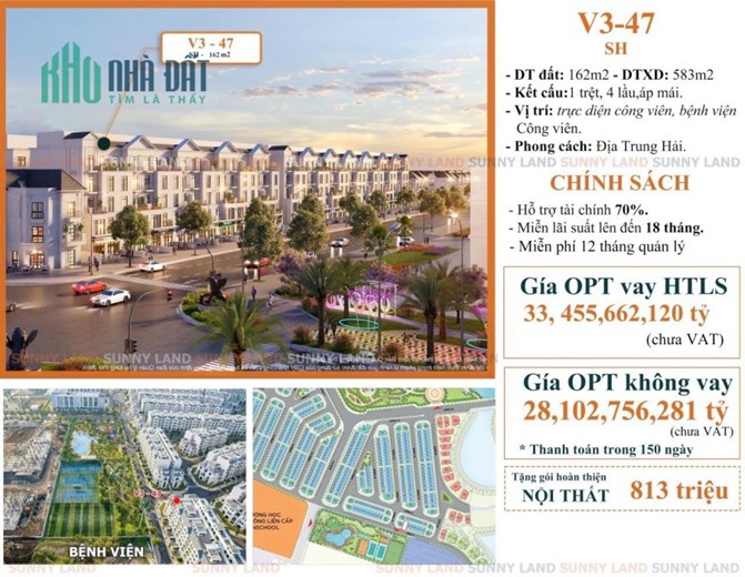 Cực Rẻ, Căn shophouse Đối diện công viên trường học Vinhomes, 28.1 tỷ, 162m2, 5 Tầng