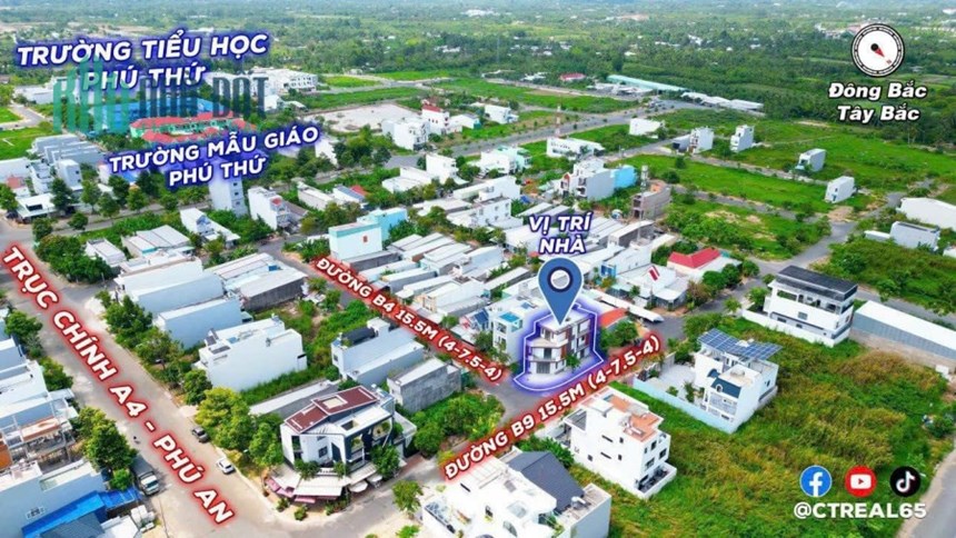 Nhà bán mới góc 2 mặt tiền, 4 phòng ngủ cái răng cần thơ
