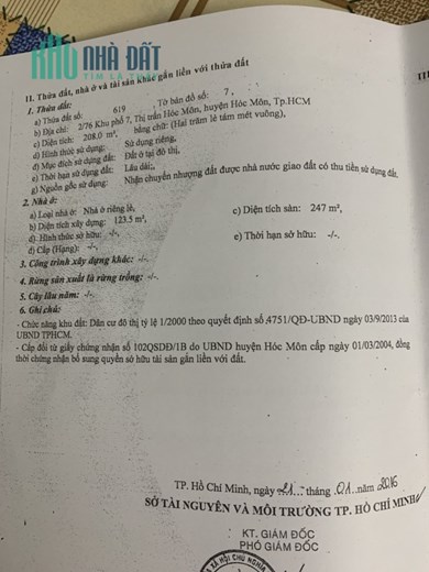 ** CHÍNH CHỦ BÁN NHÀ MẶT TIỀN ĐƯỜNG BÙI THỊ LÙNG - THỊ TRẤN HÓC MÔN - HUYỆN HÓC MÔN - TP. HCM **