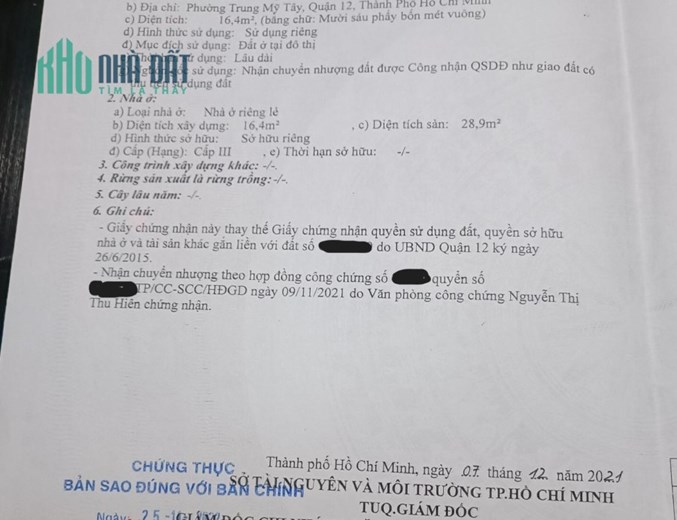 Bán nhà Trung Mỹ Tây, Cách mặt tiền 1 căn, sổ hồng riêng, hoàn công, nhỉnh 1 tỷ