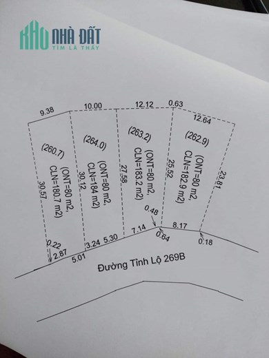 vừa ra sổ bán mấy lô F0 260 m2 80m TC mặt tiền 8m nở hậu nằm trên trục đường nhựa 269b ngay sát đền