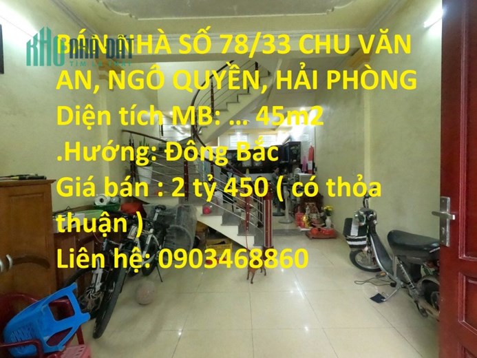 BÁN NHÀ SỐ 78/33 CHU VĂN AN, NGÔ QUYỀN, HẢI PHÒNG