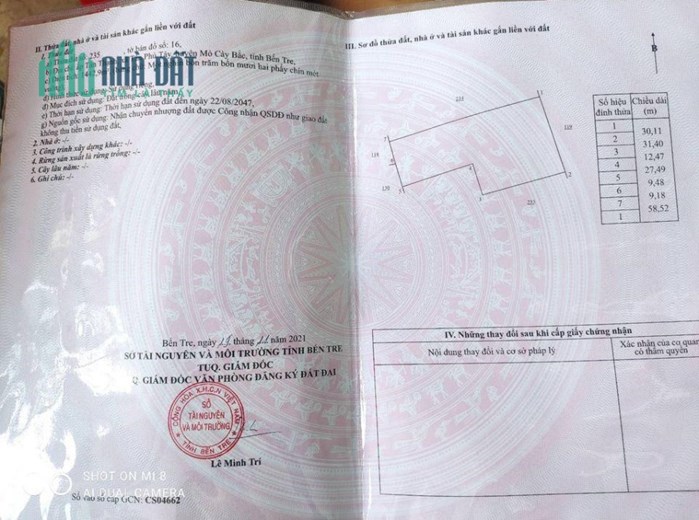 Chính Chủ Cần Bán GẤP Đất Tại Xã Tân Phú Tây - Mỏ Cày Bắc- Bến Tre.