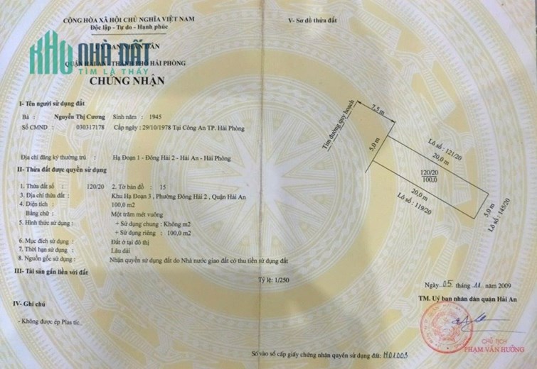 Bán mảnh đất 100 M ngnag 5 Tái định cư Hạ Đoạn Đông Hải 2 Hải An