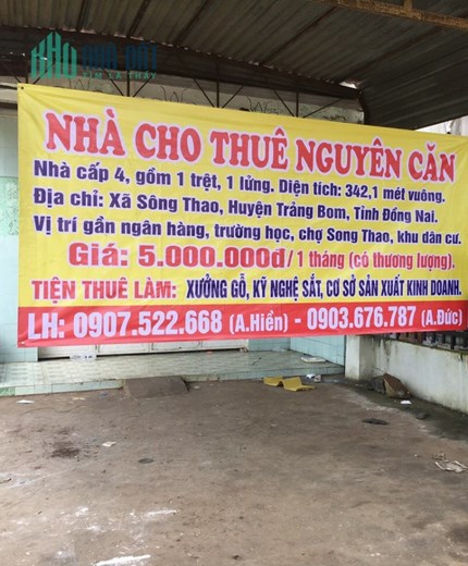 %% CHÍNH CHỦ CẦN BÁN HOẶC CHO THUÊ NHÀ CẤP 4 Ở XÃ SÔNG THAO – HUYỆN TRẢNG BOM – TỈNH ĐỒNG NAI.