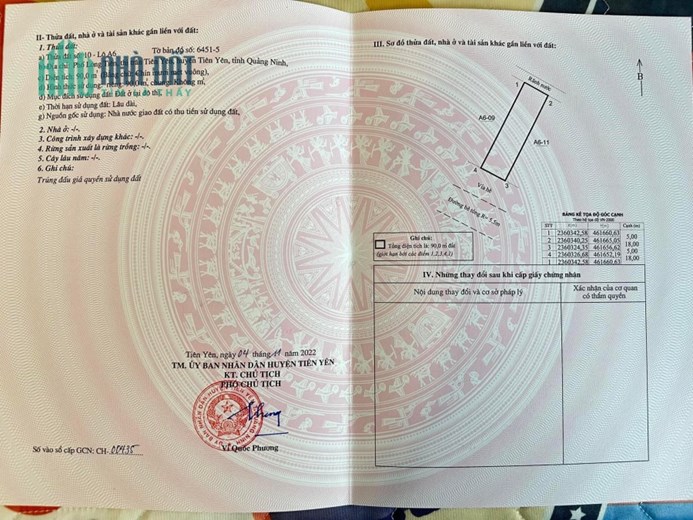 CHÍNH CHỦ BÁN ĐẤT LIỀN KỀ Địa chỉ: Phố Long Tiên – TT. Tiên Yên – H. Tiên Yên – QN