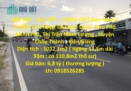 ĐẤT ĐẸP - GIÁ TỐT - CHÍNH CHỦ Bán Nhanh Lô Đất Vị Trí Đẹp Tại Châu Thành - Kiên Giang