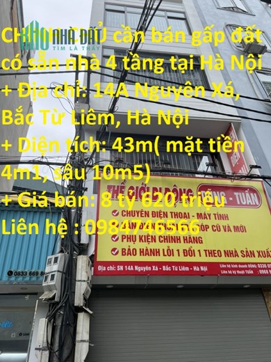 CHÍNH CHỦ cần bán gấp đất có sẵn nhà 4 tầng tại Hà Nội