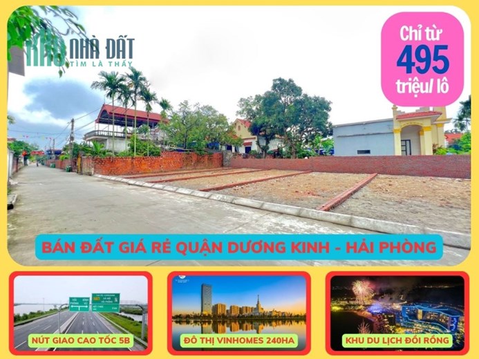 Chính chủ cần bán lô đất rẻ nhất quận Dương Kinh gần ngay Vinhomes mới chỉ 495 triệu/ lô