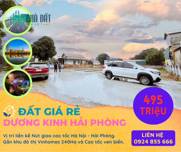 Cần tiền bán gấp lô đất giá rẻ chỉ 495 triệu/ lô gàn chợ Hòa Nghĩa, Dương Kinh, Hải Phòng