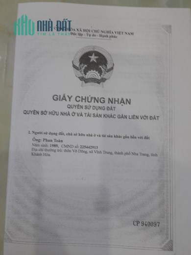ĐẤT CHÍNH CHỦ - Sở Hữu Ngay Lô Đất Tại TP Nha Trang, Khánh Hòa