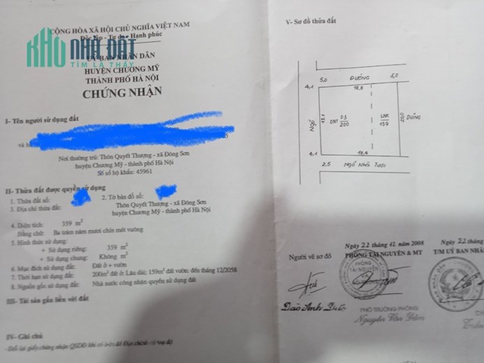 Bán Gấp 359m Thổ Cư Đường Thông Ô Tô  Tại Đông Sơn Vài Triệu/M