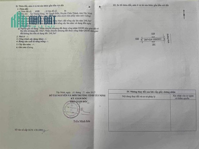 Cần Bán  Lô  mặt Tiền Vị Trí Đẹp Tại Huyện Châu Thành- Tỉnh Tây Ninh