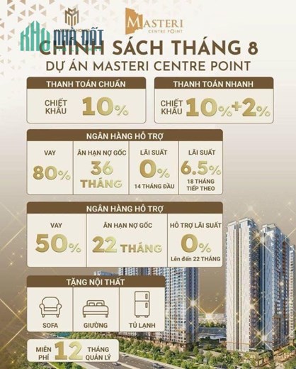 Cập nhật chính sách bom tấn của dự án Masteri Centre Point tháng 08/2023 hotline 0902848900