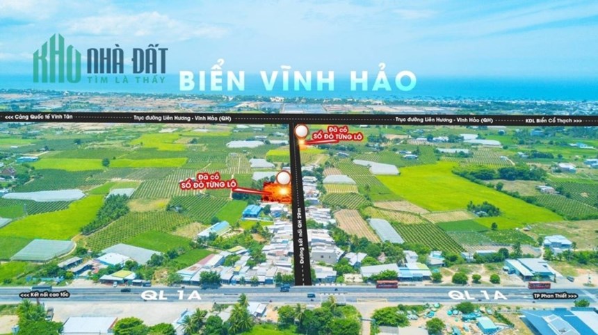 Lô đất ven biển Bình Thuận, full thổ cư, sổ sẵn, mặt tiền đường 29m, giá chỉ 799 triệu.