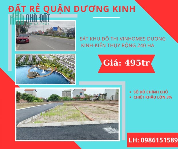 CẦN TIỀN BÁN GẤP LÔ ĐẤT GIÁ CHỈ 495TR TRUNG TÂM QUẬN DƯƠNG KINH
