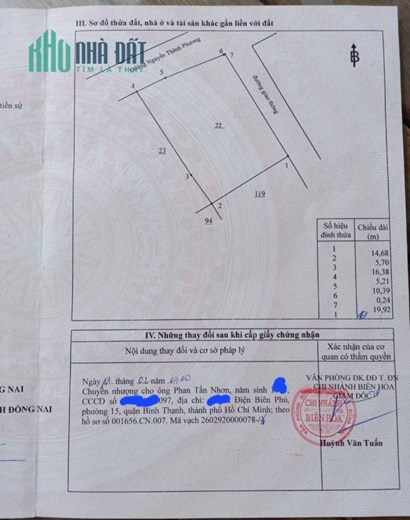Bán mảnh đất 2 mặt tiền, có nhà cấp 4 Đường Nguyễn Thành Phương, Phường Thống Nhất