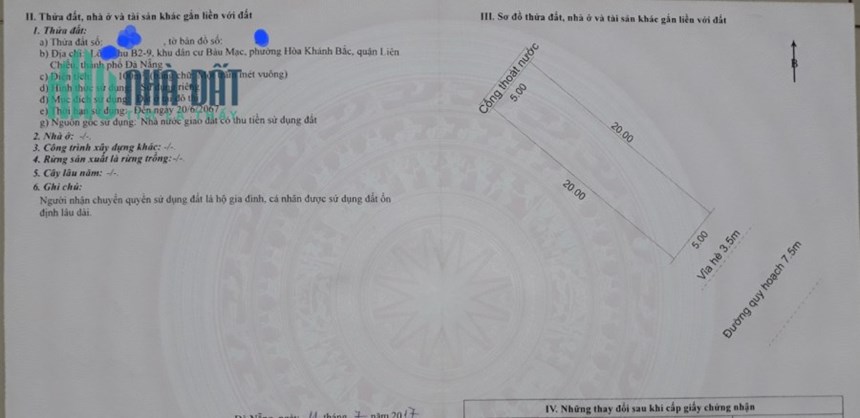 💥💥Bán đất mặt tiền đường 7m5 Bàu mạc 19,  Liên Chiểu. DT: 100 m2.
