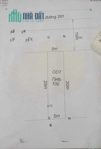 ( CỰC HIÊM) cần bán lô đất 100m ful thổ cư trên mặt đường 261 kinh doanh sầm uất ngay gần nhà máy