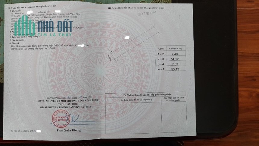 Bán lô đất 2400m đất full thổ cư ,Thôn Quế ,Tam Dương ,Vĩnh phúc - Giá bán 4,xtr/m2