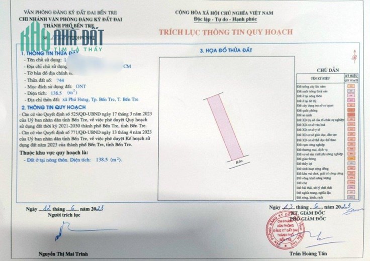 ĐẤT ĐẸP - GIÁ TỐT - Cần Bán Gấp Lô Đất Đẹp Tại Xã Phú Hưng, TP Bến Tre, Bến Tre