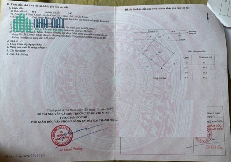 *** CẦN BÁN LÔ ĐẤT THỔ CƯ 2 Mặt TIỀN TẠI XÃ BÌNH KHÁNH, CẦN GIỜ ***