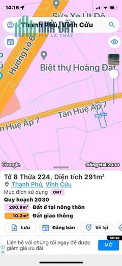 Chính Chủ Cần Bán Lô Đất tại Vĩnh Cửu, Đồng Nai