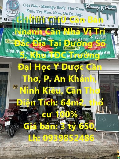 CHÍNH CHỦ Cần Bán Nhanh Căn Nhà Vị Trí Đắc Địa Tại Ninh Kiều,  Cần Thơ