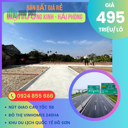 Bán đất sổ đỏ phường Hòa Nghĩa, quận Dương Kinh giá chưa tới 500 triệu/ lô bao sổ