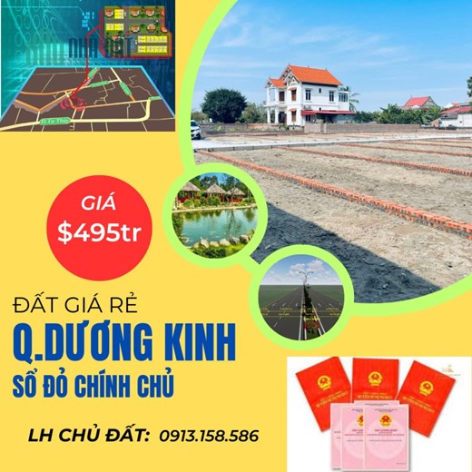 BÁN ĐẤT TRUNG TÂM QUẬN DƯƠNG KINH GẦN KHU ĐÔ THỊ VINHOMES