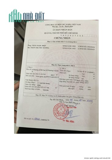 Chính chủ bán nhà 4 lầu đường số 84 Cao Lỗ, Phường 4, Quận 8, Tp. Hồ Chí Minh