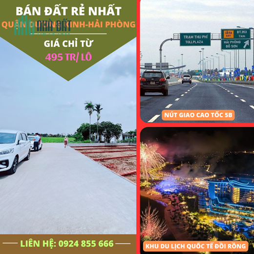 Chỉ 495 triệu/ lô sở hữu ngay lô đất trung tâm phường Hòa Nghĩa cạnh Vinhomes Dương Kinh