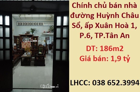 ✔️Chính chủ bán nhà đường Huỳnh Châu Sổ, ấp Xuân Hoà 1, P.6, TP.Tân An, 1,9 tỷ; 0386523994