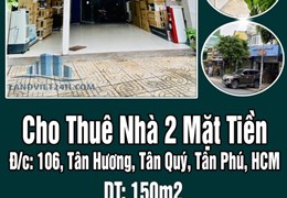 Cho Thuê Nhà 2 Mặt Tiền, Mặt Tiền Tân Hương ( 5,3m X 23m, Nở Hậu 10m ), Mặt Tiền Hẻm 7m