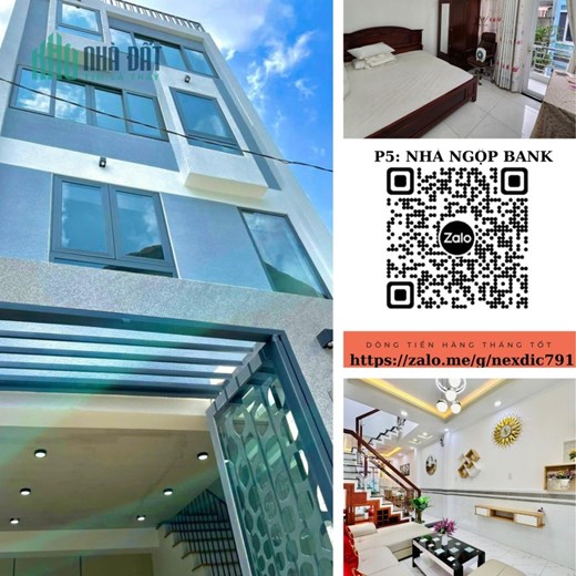 ĐẦU TƯ CHDV: NHÀ 4 TẦNG BTCT, 5 PHÒNG NGỦ, RỘNG 4M, HẺM 1/, GIÁ 5 TỶ XX