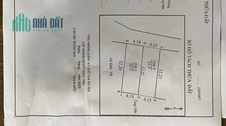 Bán đất YÊN DƯƠNG NGỌC TẢO PHÚC THỌ HÀ NỘI 
52m2 mặt tiền hơn 4m giá 1.....x 
TRỤC CHÍNH NGÕ