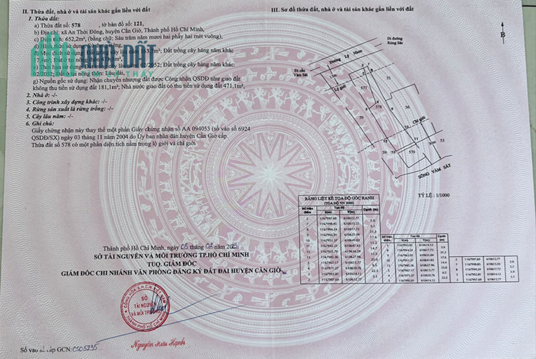 *** CẦN BÁN LÔ ĐẤT TRƯỚC MẶT TIỀN LÝ NHƠN, SAU GIÁP SÔNG VÀM SÁT ***
