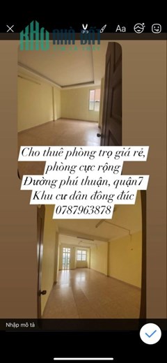Chính chủ Cho thuê phòng giá rẻ - cực rộng, đường Phú Thuận, Quận 7