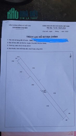 ĐẤT ĐẸP - GIÁ TỐT - Cần Bán Lô Đất Vị Trí Tại thị trấn Hội An, Chợ Mới, An Giang